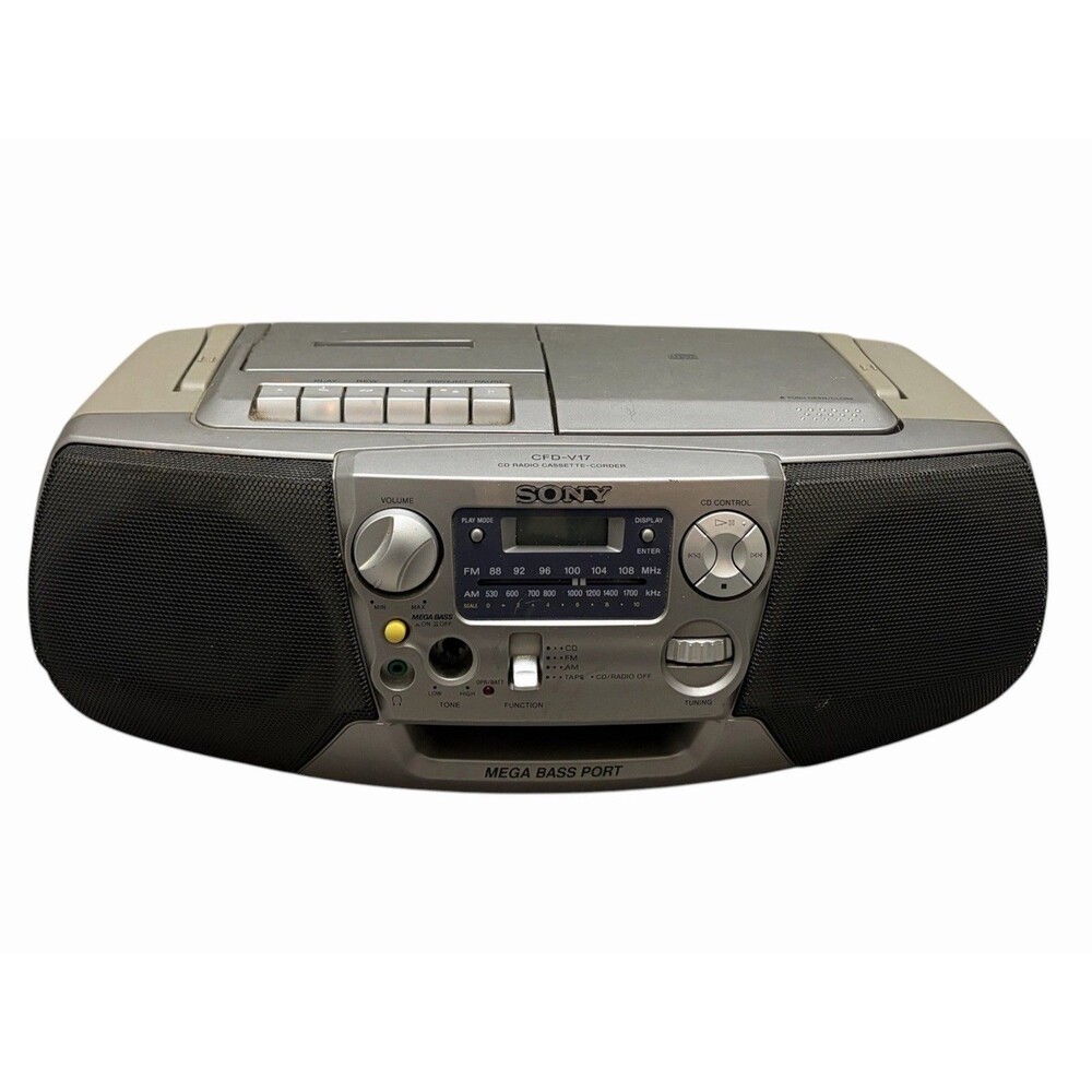 Sony CFD-V17 Portable Mega Bass AM-FM Radio CD Cassette Recorder Boombox
